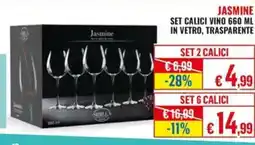 Satur Jasmine set calici vino in vetro, trasparente offerta