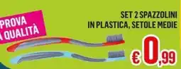 Satur Set 2 spazzolini in plastica, setole medie offerta