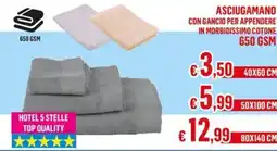 Satur Asciugamano con gancio per appendere in morbidissimo cotone 650 gsm offerta