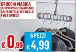 Satur Gruccia magica doppio posizionamento orizzontale/verticale, per 9 grucce offerta