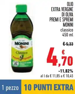 Conad Olio extra vergine di oliva premi e spremi MONINI offerta