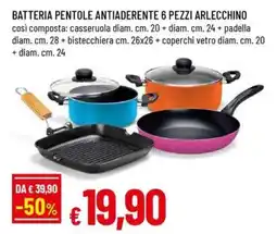 Famila Batteria pentole antiaderente 6 pezzi arlecchino offerta
