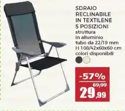 Happy Casa Sdraio reclinabile in textilene 5 posizioni offerta