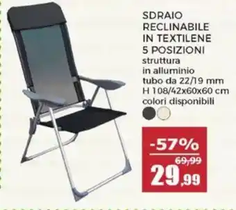 Sdraio reclinabile in textilene 5 posizioni