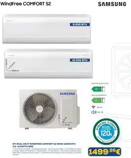 Euronics SAMSUNG KIT DUAL SPLIT WINDFREE COMFORT S2 9000+12000 BTU U.E. AJ040TXJ2KG offerta