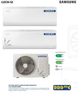 Euronics SAMSUNG KIT DUAL SPLIT LUZON S2 9000+12000 BTU U.E. AJ040TXJ2KG offerta