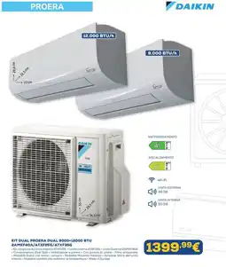 Euronics DAIKIN KIT DUAL PROERA DUAL 9000+12000 BTU 2AMXF40A/ATXF25G/ATXF35G offerta