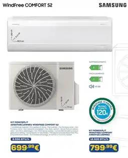 Euronics SAMSUNG KIT MONOSPLIT AR60F09C1AWNEU WINDFREE COMFORT S2 9.000 BTU/h offerta