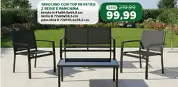 Happy Casa Tavolino con top in vetro 2 sedie e panchina offerta