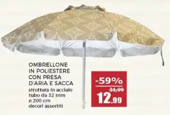 Ombrellone in poliestere con presa d'aria e sacca