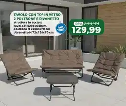 Happy Casa Tavolo con top in vetro 2 poltrone e divanetto offerta