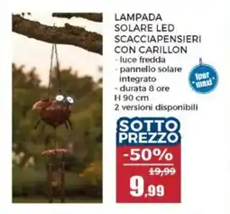Happy Casa Lampada solare led scacciapensieri con carillon offerta