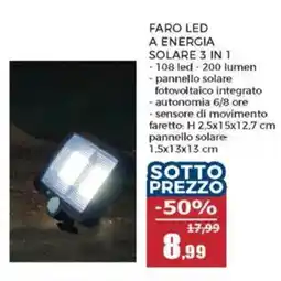 Happy Casa Faro LED a energia solare 3 in 1 offerta