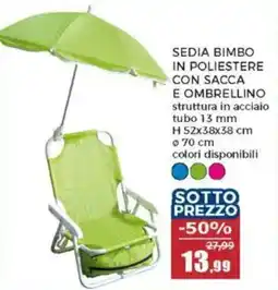 Happy Casa Sedia bimbo in poliestere con sacca e ombrellino offerta