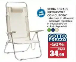 Happy Casa Sedia sdraio pieghevole con cuscino offerta