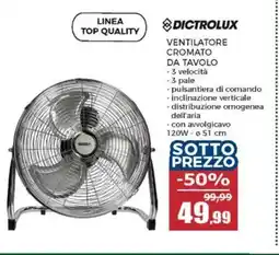 Happy Casa Dictrolux ventilatore cromato da tavolo offerta