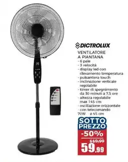 Happy Casa Dictrolux ventilatore a piantana offerta