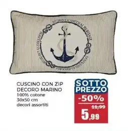 Happy Casa Cuscino con zip decoro marino offerta