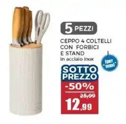 Happy Casa Ceppo 4 coltelli con forbici e stand offerta