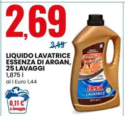 Eurospin LIQUIDO LAVATRICE ESSENZA DI ARGAN, 25 LAVAGGI offerta