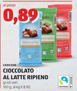 ALDI CHOCEUR CIOCCOLATO AL LATTE RIPIENO offerta