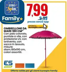 Eurospin OMBRELLONE DA MARE 180 CM offerta