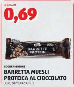 ALDI GOLDEN BRIDGE BARRETTA MUESLI PROTEICA AL CIOCCOLATO offerta