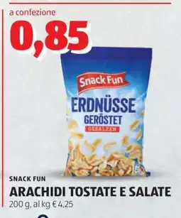 ALDI SNACK FUN ARACHIDI TOSTATE E SALATE offerta