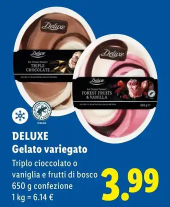 DELUXE Gelato variegato Triplo cioccolato o vaniglia e frutti di bosco