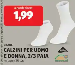 ALDI CRANE CALZINI PER UOMO E DONNA, 2/3 PAIA offerta