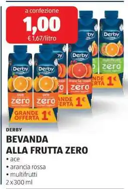 ALDI DERBY BEVANDA ALLA FRUTTA ZERO offerta