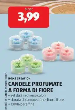 ALDI CANDELE PROFUMATE A FORMA DI FIORE offerta
