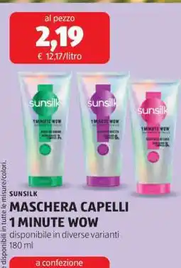 ALDI SUNSILK MASCHERA CAPELLI 1 MINUTE WOW offerta