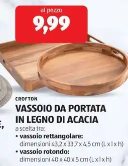 ALDI VASSOIO DA PORTATA IN LEGNO DI ACACIA offerta