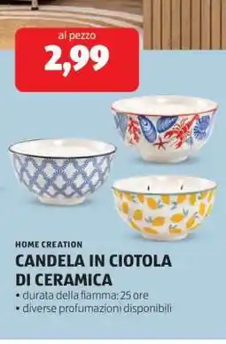 ALDI CANDELA IN CIOTOLA DI CERAMICA offerta