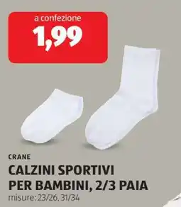 ALDI CRANE CALZINI SPORTIVI PER BAMBINI, 2/3 PAIA offerta