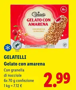 Lidl GELATELLI Gelato con amarena Con granella di nocciole offerta