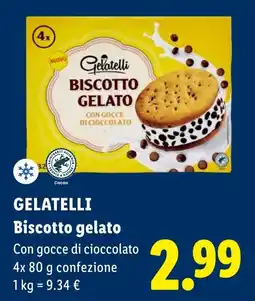 Lidl GELATELLI Biscotto gelato Con gocce di cioccolato offerta