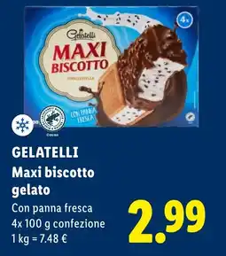 Lidl GELATELLI Maxi biscotto gelato Con panna fresca offerta