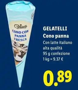 Lidl GELATELLI Cono panna Con latte italiano alta qualità offerta