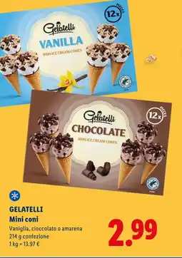 Lidl GELATELLI Mini coni Vaniglia, cioccolato o amarena offerta