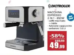 Happy Casa Dictrolux macchina espresso 2 in 1 850W offerta