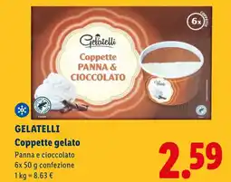 Lidl GELATELLI Coppette gelato Panna e cioccolato offerta