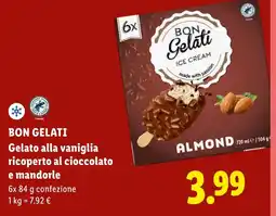 Lidl BON GELATI Gelato alla vaniglia ricoperto al cioccolato e mandorle offerta