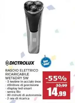 Happy Casa Dictrolux rasoio elettrico ricaricabile wet&dry 5W offerta