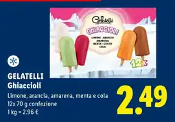 Lidl GELATELLI Ghiaccioli Limone, arancia, amarena, menta e cola offerta