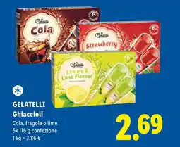 Lidl GELATELLI Ghiaccioli Cola, fragola o lime offerta