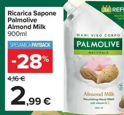 Carrefour Market Ricarica Sapone Palmolive Almond Milk offerta