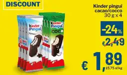 Qui Discount Kinder pingui cacao/cocco offerta