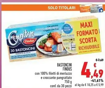 Conad 30 bastoncini con 100% filetti di merluzzo in croccante panatura 750 g(ml) offerta